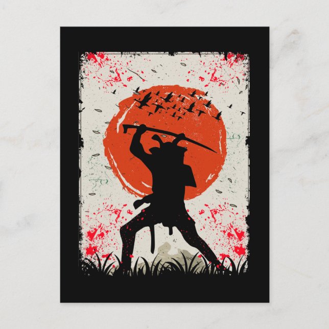 Samurai Warrior Japanese Swordsman Postcard (Front)
