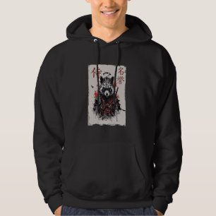Samurai Warrior Racoon Graphic, Cool Japanese Art Hoodie