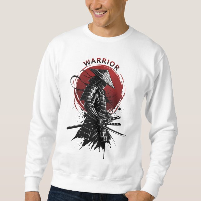 Samurai Warrior Rising Sun Japanese Ink Style Sweatshirt (Front)