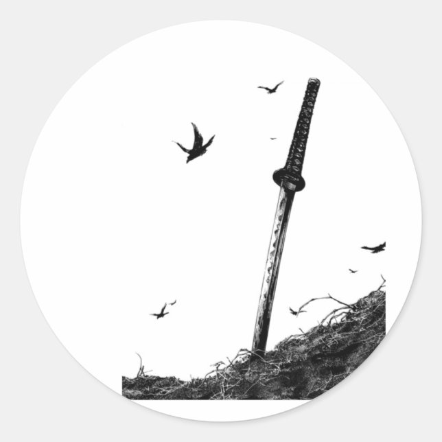 Samurai Warrior Sticker - Japanese Ink Art Viny (Front)