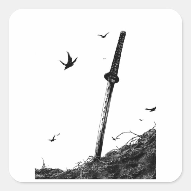 Samurai Warrior Sticker - Japanese Ink Art Vinyl  (Front)