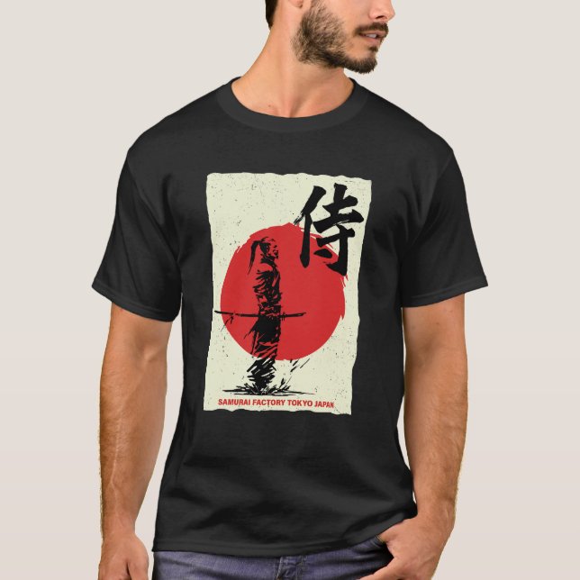 Samurai Warrior Tokyo Japan Bushido Japanese Kanji T-Shirt (Front)