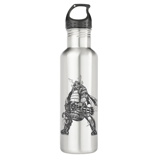 Samurai Warrior With Rapid Fire Gun 710 Ml Water Bottle (Front)