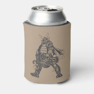 Samurai Warrior With Rapid Fire Gun Can Cooler