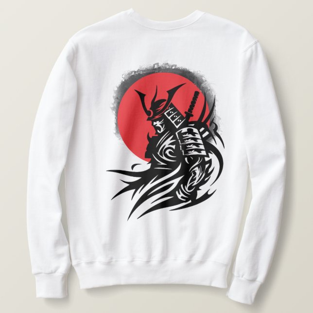 Samurai Warrior with Rising Sun Graphic T-Shirt Sweatshirt (Design Back)
