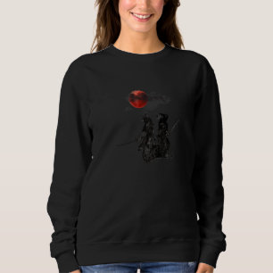 Samurai Warriors Under A Cloudy Red Moon Japanese Sweatshirt