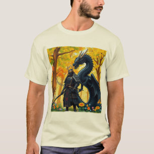 Samurai with Dragon   T-Shirt