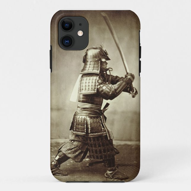 Samurai with raised sword, c.1860 (albumen print) Case-Mate iPhone case (Back)