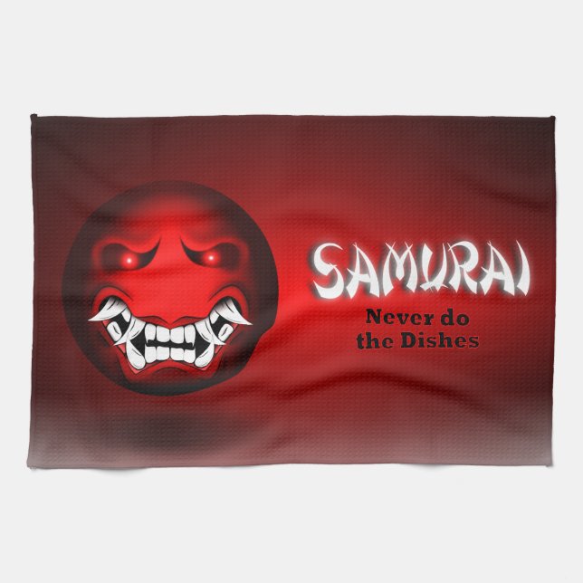 Samuraimoji Kitchen Linen Tea Towel (Horizontal)