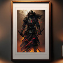 Samurai's Eclipse - Enigmatic Warrior Art Print