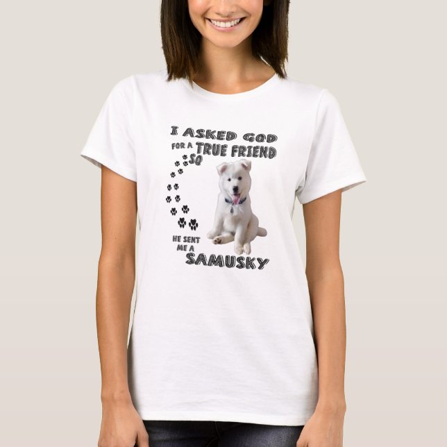 Samusky Quote Mum Dad Costume, Cute Samoyed Husky T-Shirt (Front)