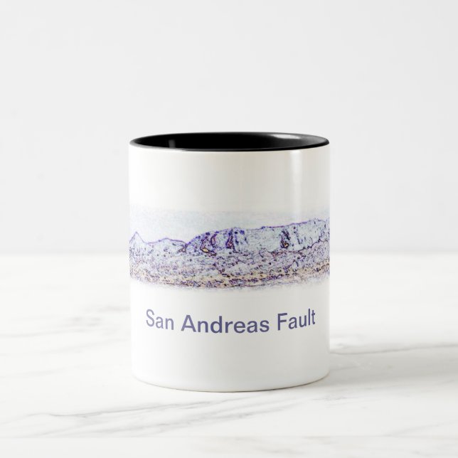 San Andreas Fault near Bombay Beach Two-Tone Coffee Mug (Center)