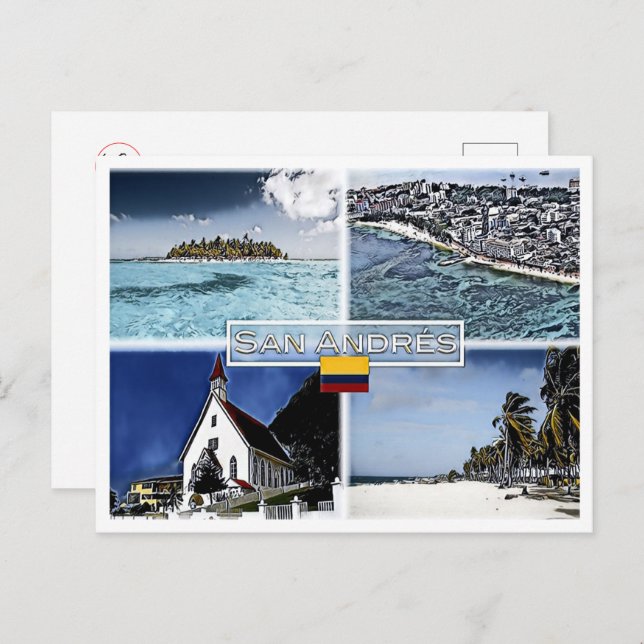 San Andres - Colombia - Mosaic - Postcard (Front/Back)