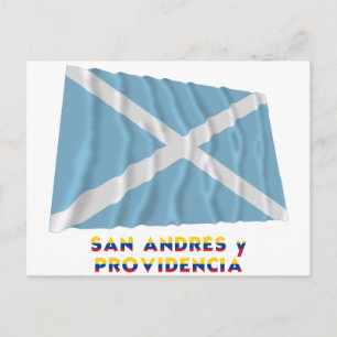 San Andrés y Providencia Waving Flag with Name Postcard