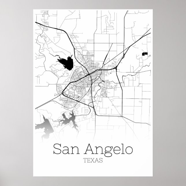 San Angelo Map - Texas - City Map Poster (Front)