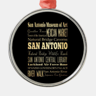 San Antonio City of Texas State Typography Art Metal Tree Decoration
