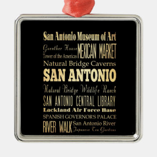 San Antonio City of Texas State Typography Art Metal Tree Decoration