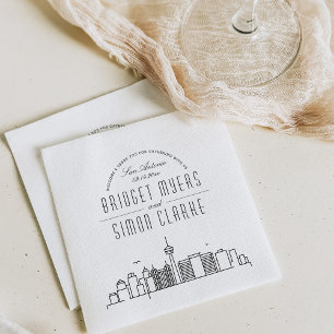 San Antonio Deco Skyline   Wedding Event Napkins