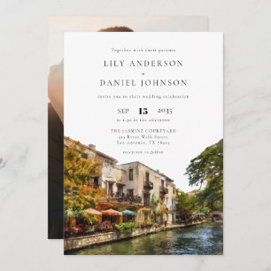 San Antonio Destination Elegant Photo Wedding Invitation