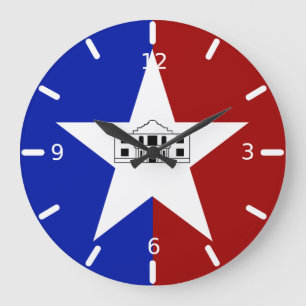 San Antonio flag Large Clock