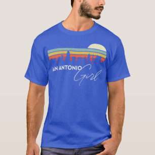 San Antonio Girl Retro Sunset City Skyline Souveni T-Shirt