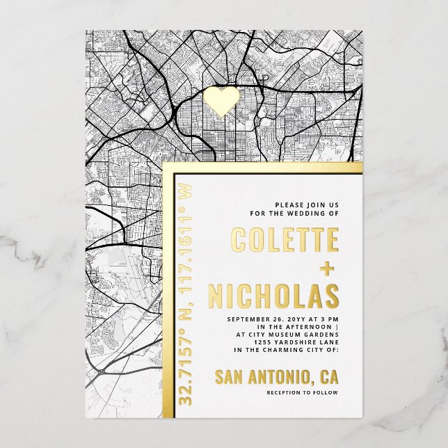 San Antonio Love Locator | City Themed Wedding (Front)