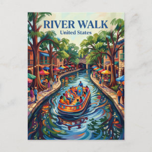 San Antonio River Walk Texas Postcard