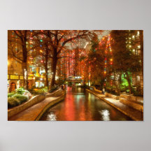 San Antonio Riverwalk at Christmas Poster