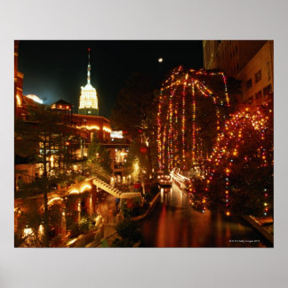 San Antonio Riverwalk at Night Poster