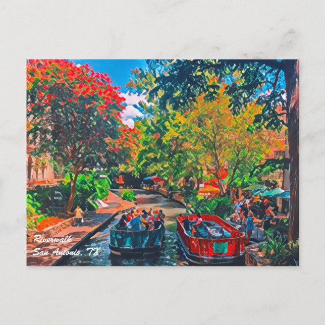 San Antonio Riverwalk Painting Postcard (Front)
