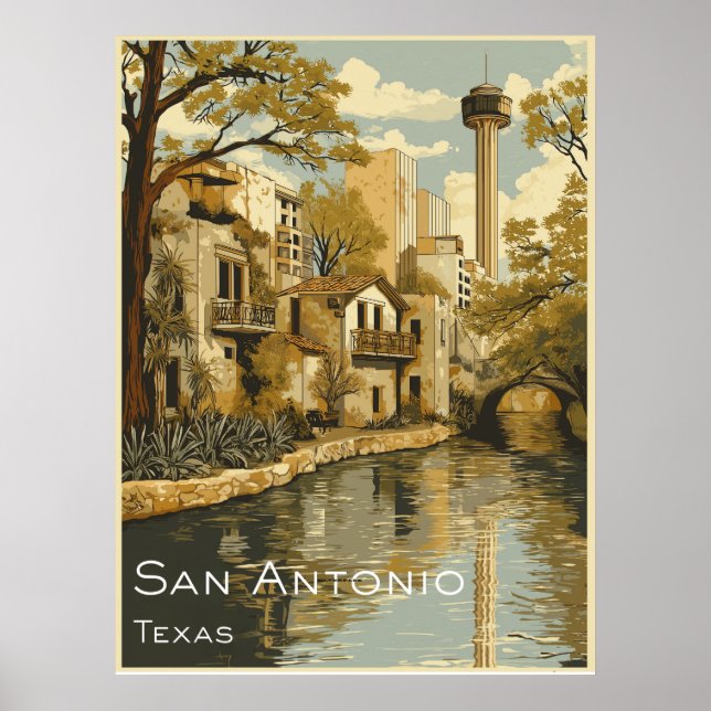 San Antonio Riverwalk Travel Poster (Front)
