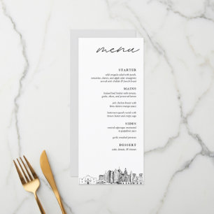 San Antonio Skyline Modern Wedding Dinner Menu
