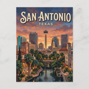 San Antonio Skyline Texas Postcard