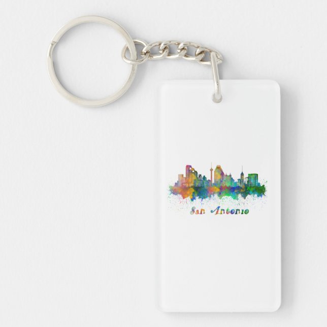 San Antonio skyline watercolor Key Ring (Front)