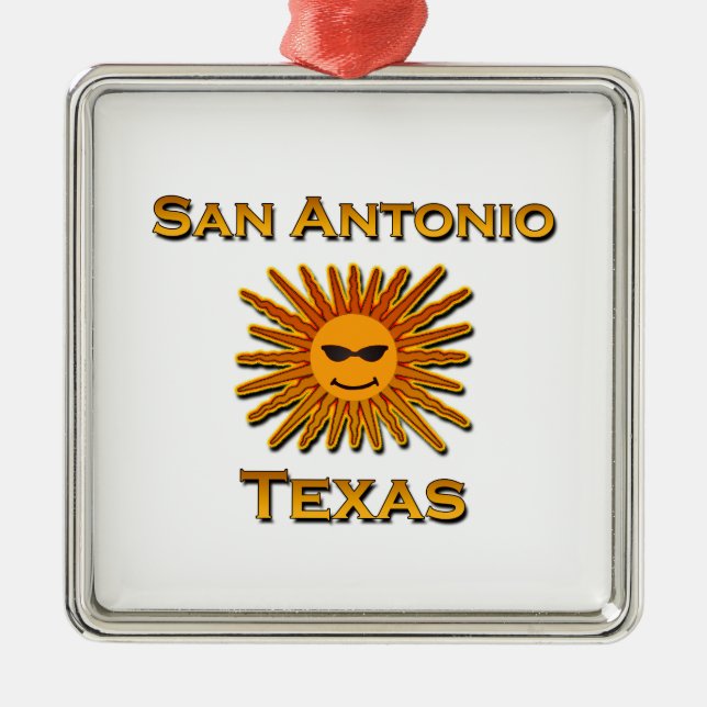 San Antonio Sun Icon Metal Tree Decoration (Front)