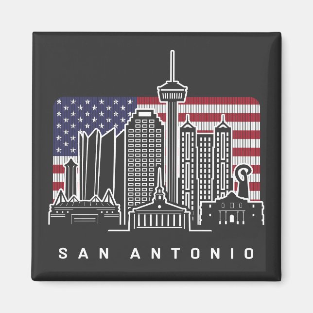 San Antonio Texas American Flag Magnet (Front)