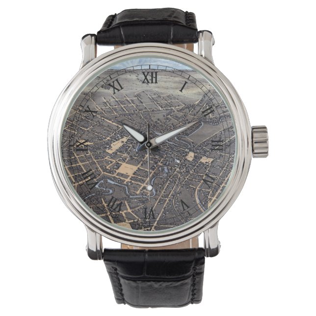 San Antonio, Texas, Antique Aerial City Map, 1873 Watch (Front)