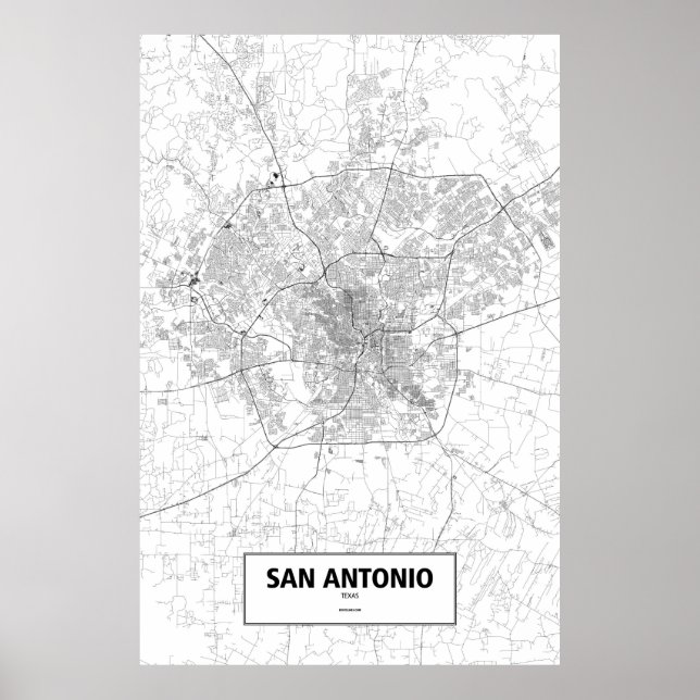San Antonio, Texas (black on white) Poster (Front)