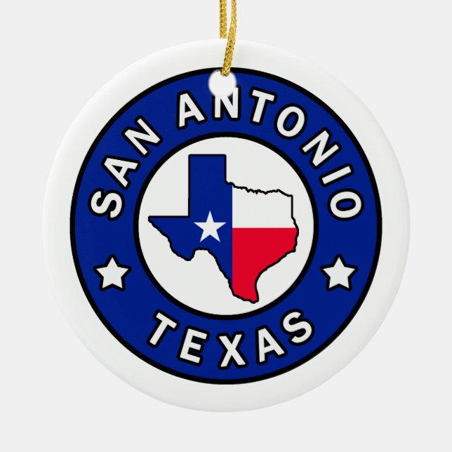 San Antonio Texas Ceramic Tree Decoration (Front)