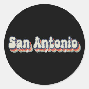 San Antonio Texas Chrome City Classic Art Round Sticker
