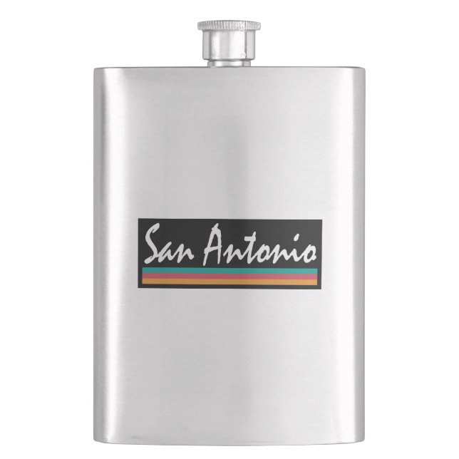San Antonio Texas Fiesta Colours Hip Flask (Front)