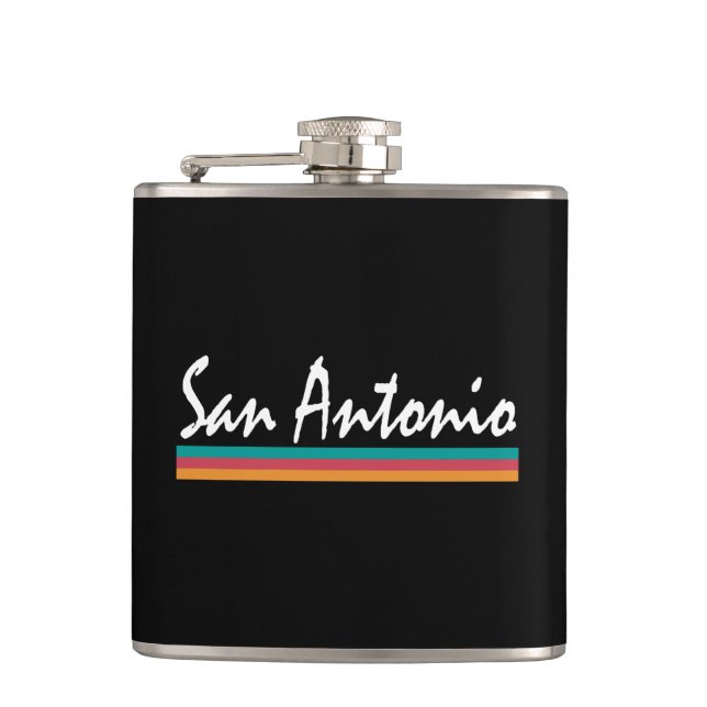 San Antonio Texas Fiesta Colours Hip Flask (Front)