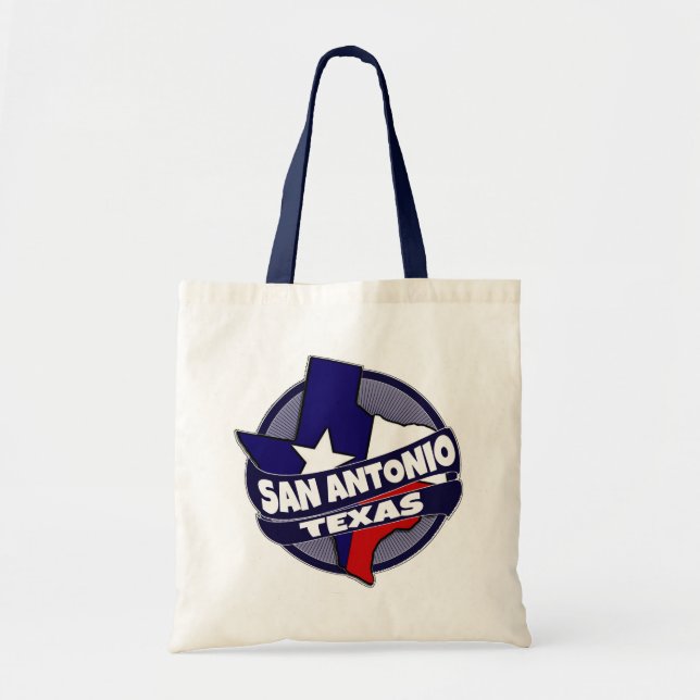 San Antonio Texas flag burst reusable tote bag (Front)