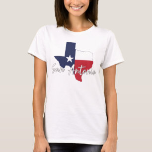 San Antonio, Texas Flag Map Women's White T-Shirt