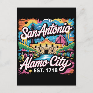 San Antonio Texas Graffiti Mural Street Art Design Holiday Postcard