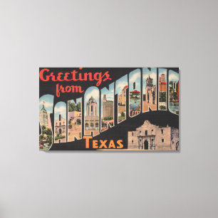 San Antonio, Texas - Large Letter Scenes Canvas Print