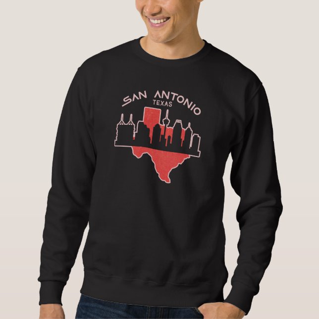 San Antonio Texas Map Design for proud San Sweatshirt (Front)