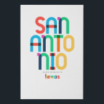 San Antonio Texas Mid Century, Pop Art, Faux Canvas Print<br><div class="desc">San Antonio Texas classic retro throwback style from the 60s 70s and 80s. Bright primary colours in the 20th-century abstract art style with simple geometric elements. Vintage pop art. Simple bold,  wear your hometown out loud.</div>