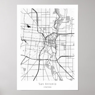 San Antonio Texas Minimal Modern Street City Map Poster