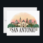 San Antonio Texas skyline Postcard<br><div class="desc">Show off your love for San Antonio with this striking San Antonio Skyline design! Featuring a detailed illustration of the city’s most iconic buildings and architectural landmarks, this black and white cityscape captures the unique spirit of San Antonio, Texas. Perfect for locals, travelers, or anyone who cherishes this vibrant city....</div>